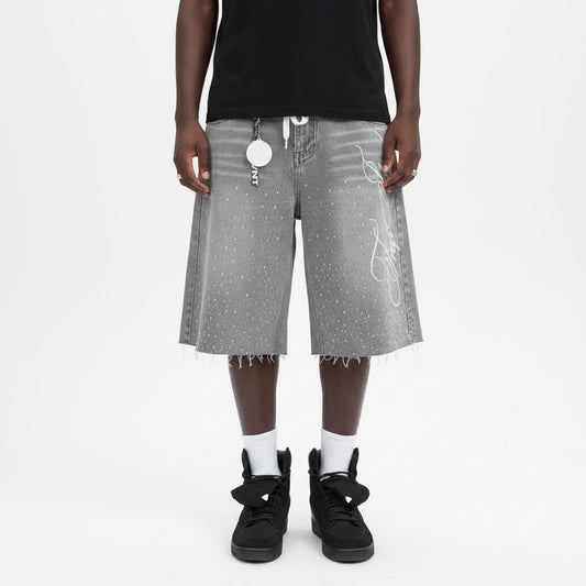 Rhinestones baggy denim jorts. - GoSobiShop Boutique