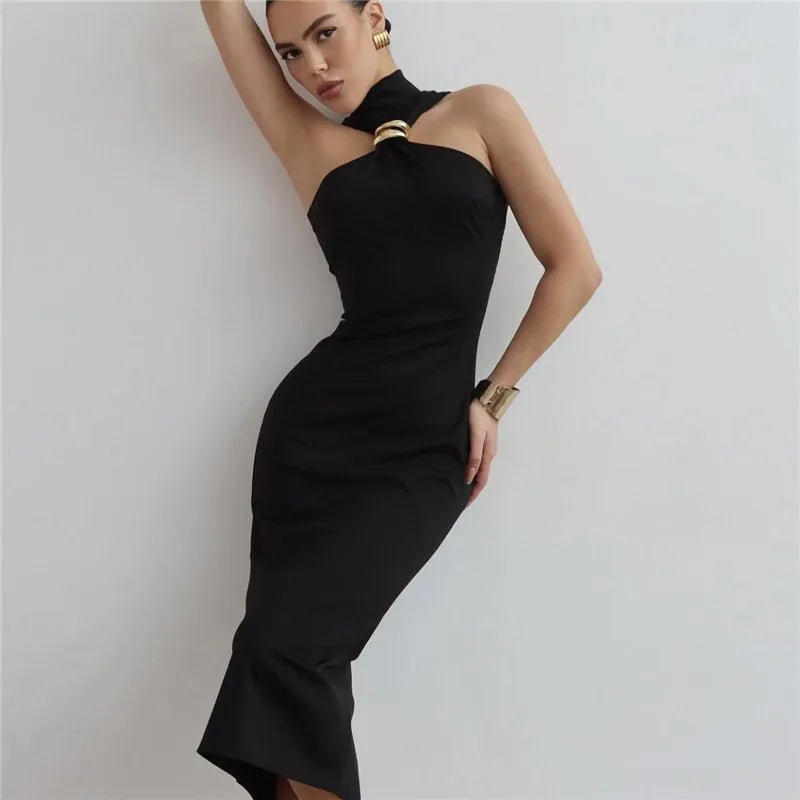 Ring turtleneck collar slim dress - GoSobiShop Boutique
