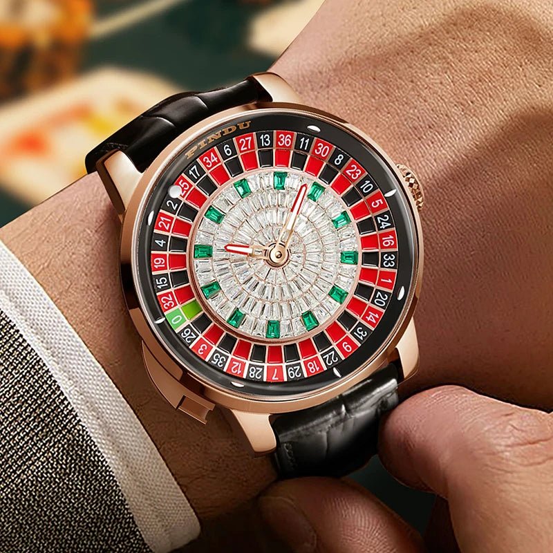 Roulette designer wrist watch Sapphire Glass NH35A Mechanical Watch Diamond Dial Leather. - GoSobiShop Boutique