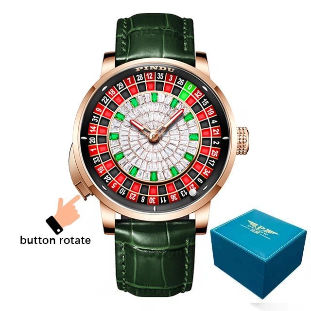 Roulette designer wrist watch Sapphire Glass NH35A Mechanical Watch Diamond Dial Leather. - GoSobiShop Boutique