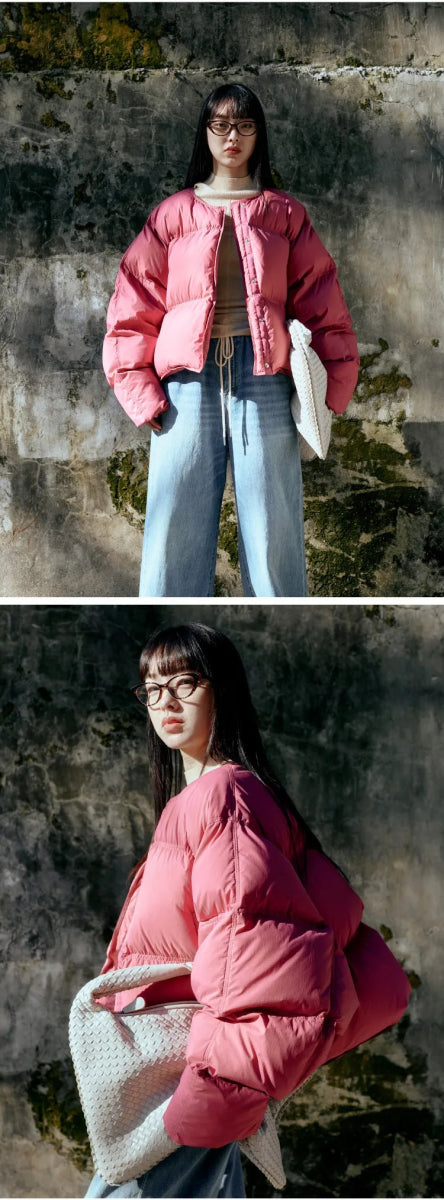 Round Collar Thick Puffer Down Jacket. - GoSobiShop Boutique