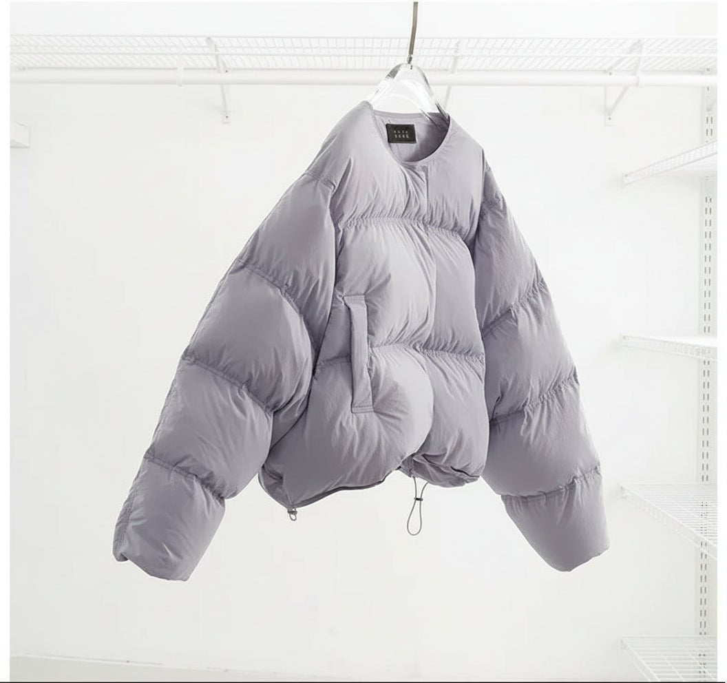Round Collar Thick Puffer Down Jacket. - GoSobiShop Boutique