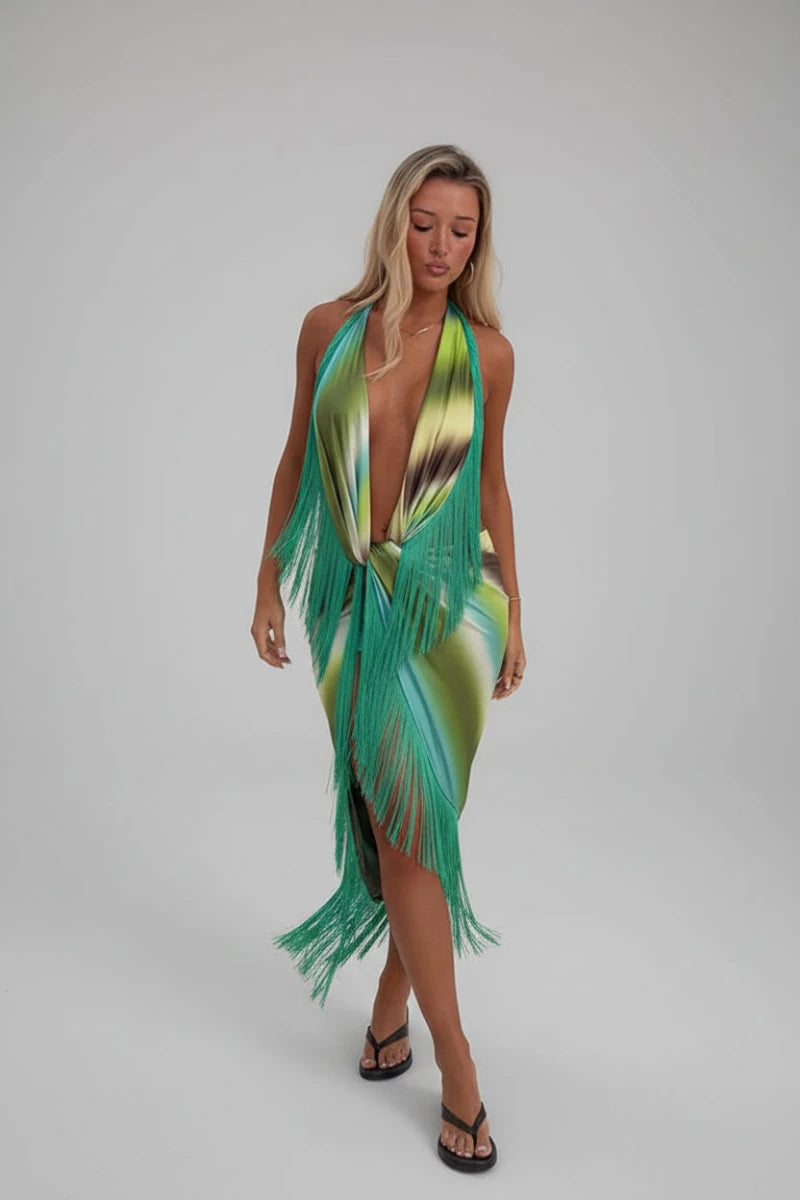 Santorini Fringe Convertible Maxi Dress - GoSobiShop Boutique