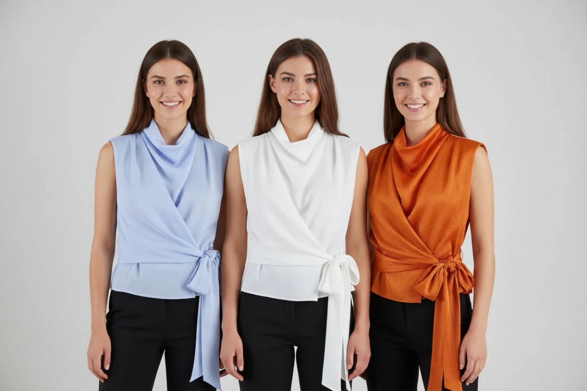 Satin Ribbon Back Top – Elegant Sleeveless Statement Blouse. - GoSobiShop Boutique