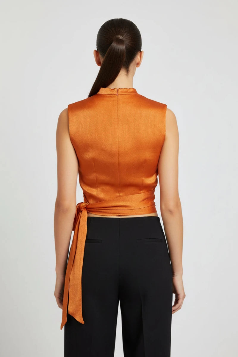 Satin Ribbon Back Top – Elegant Sleeveless Statement Blouse. - GoSobiShop Boutique