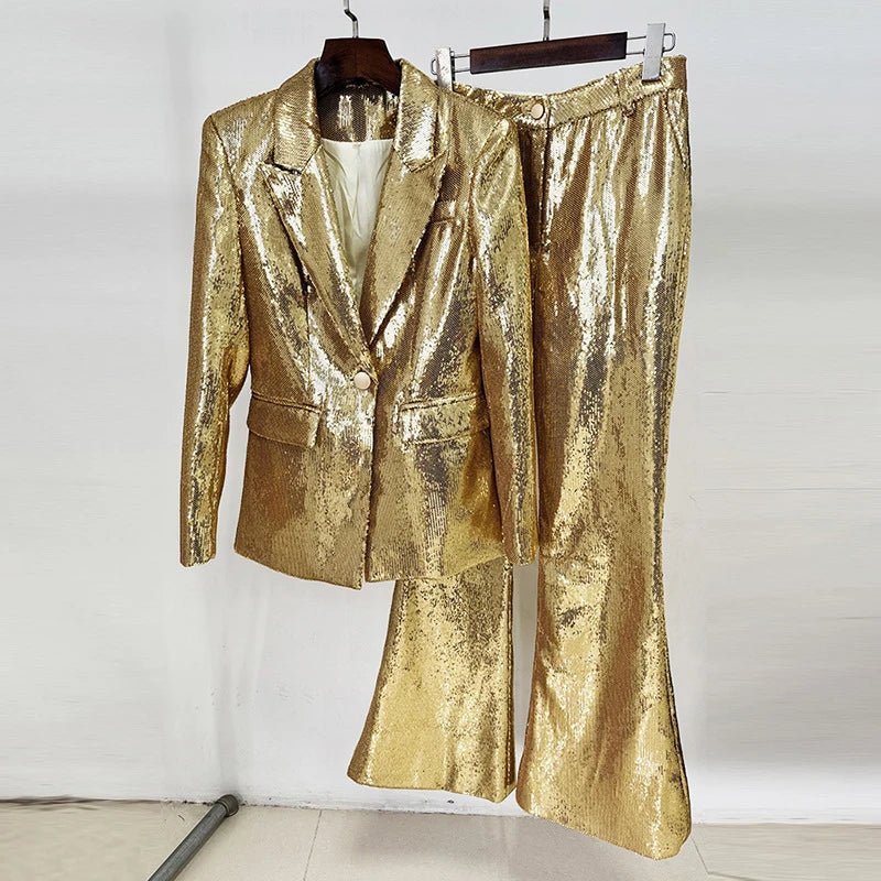 Sequined glitter gold 2 piece set. - GoSobiShop Boutique