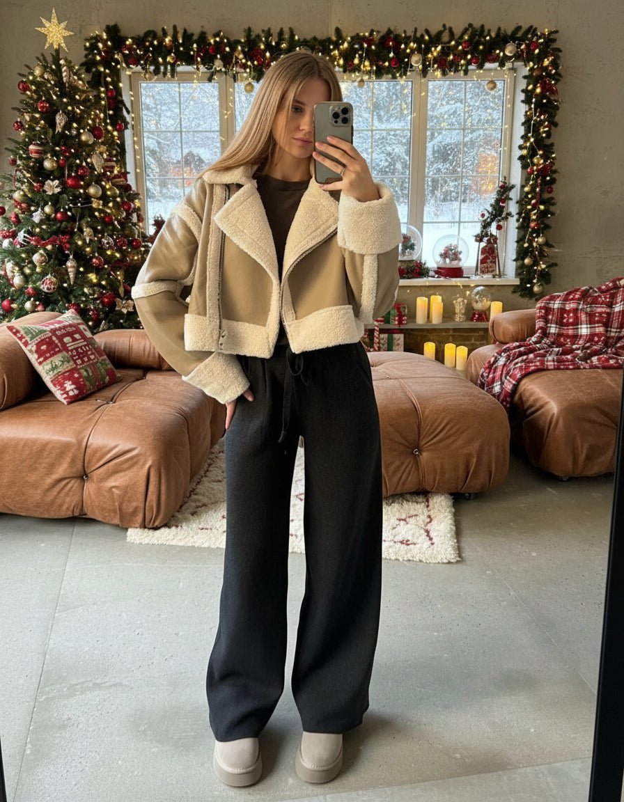 Sherpa shearling petite winter jacket. - GoSobiShop Boutique