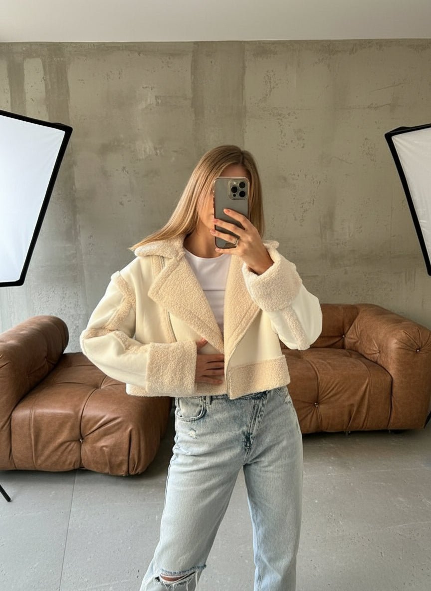 Sherpa shearling petite winter jacket. - GoSobiShop Boutique