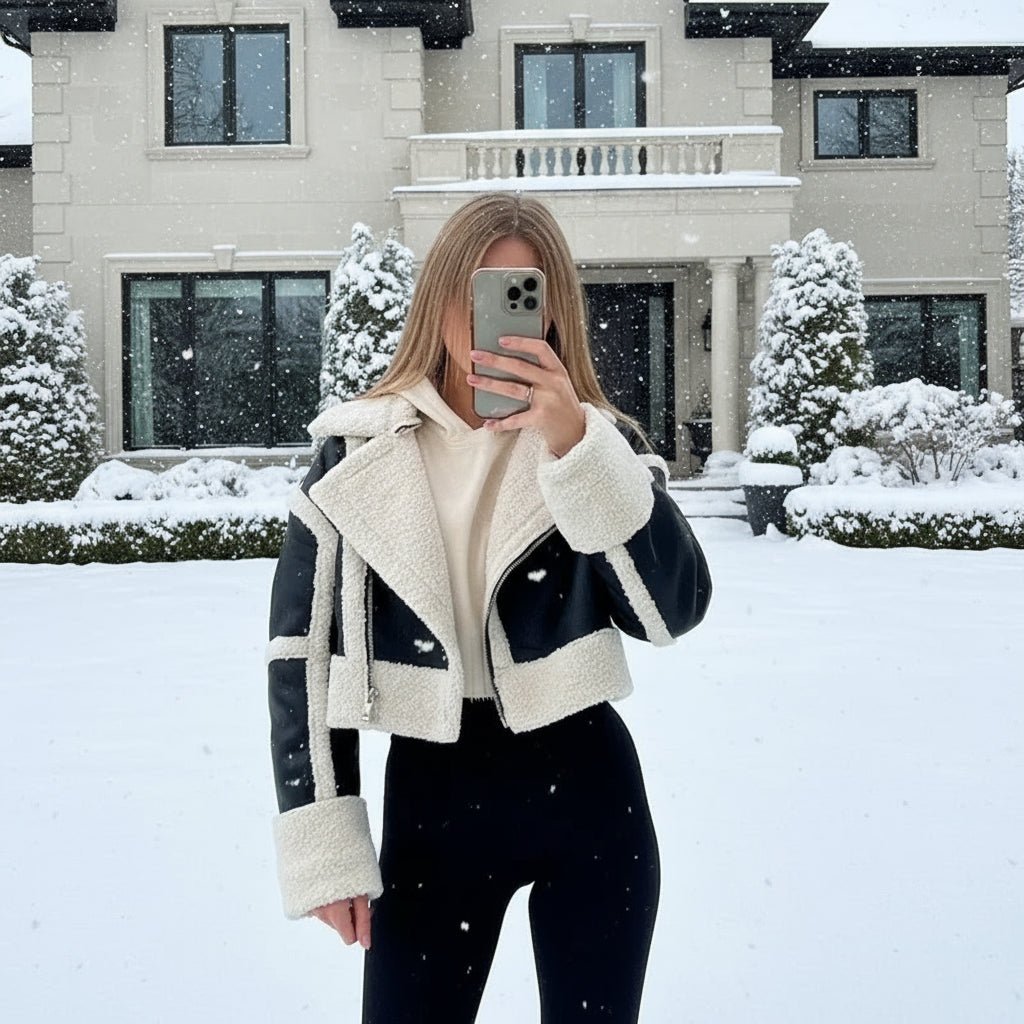 Sherpa shearling petite winter jacket. - GoSobiShop Boutique