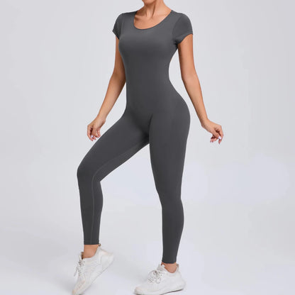 Short sleeves onesie jumpsuit yoga activewear set - GoSobiShop Boutique