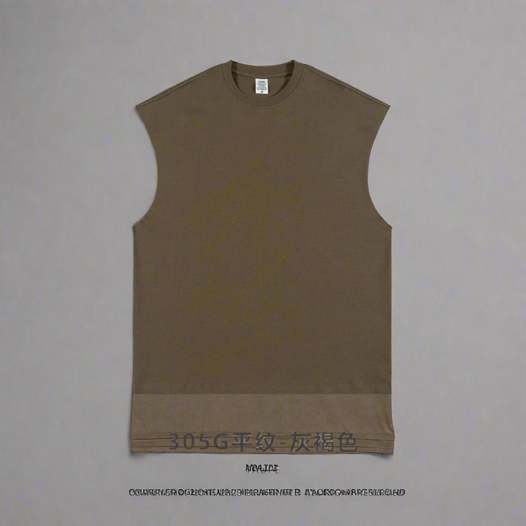 Sleeveless tee oversized raw edge tank top - GoSobiShop Boutique