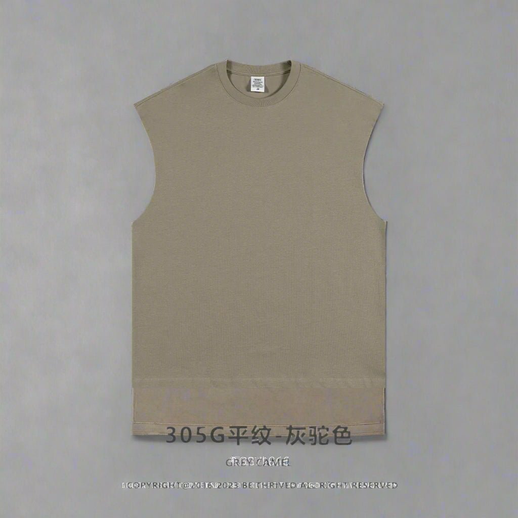 Sleeveless tee oversized raw edge tank top - GoSobiShop Boutique