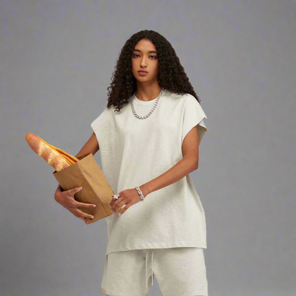 Sleeveless tee oversized raw edge tank top - GoSobiShop Boutique