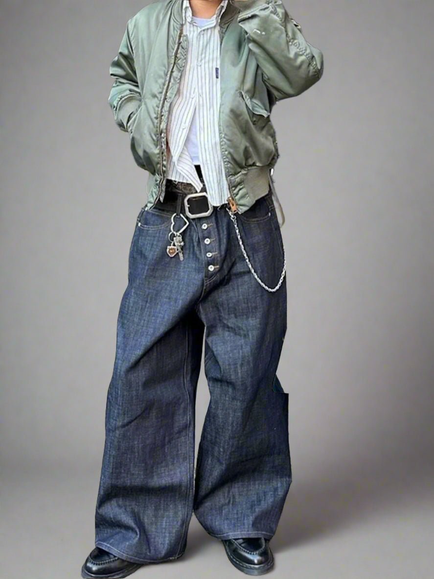 Small waist baggy jeans street wear wide jeans flare jeans bell bottom jeans punk jeans - GoSobiShop Boutique