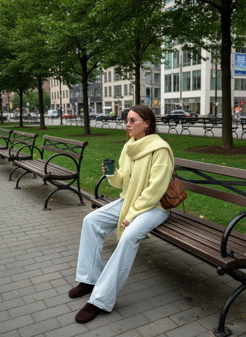 Soft Loose V Neck Wool Sweater and matching scarf - GoSobiShop Boutique