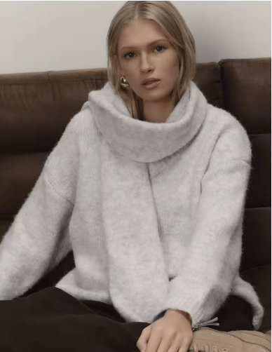 Soft Loose V Neck Wool Sweater and matching scarf - GoSobiShop Boutique