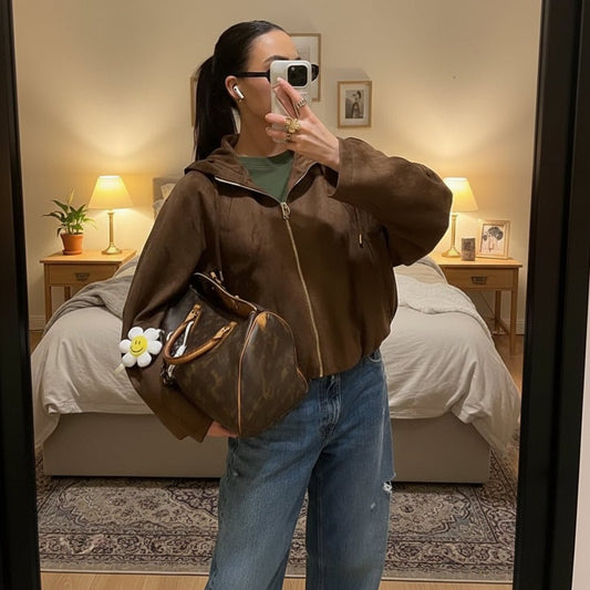 Suede hoodie jacket fall tops - GoSobiShop Boutique