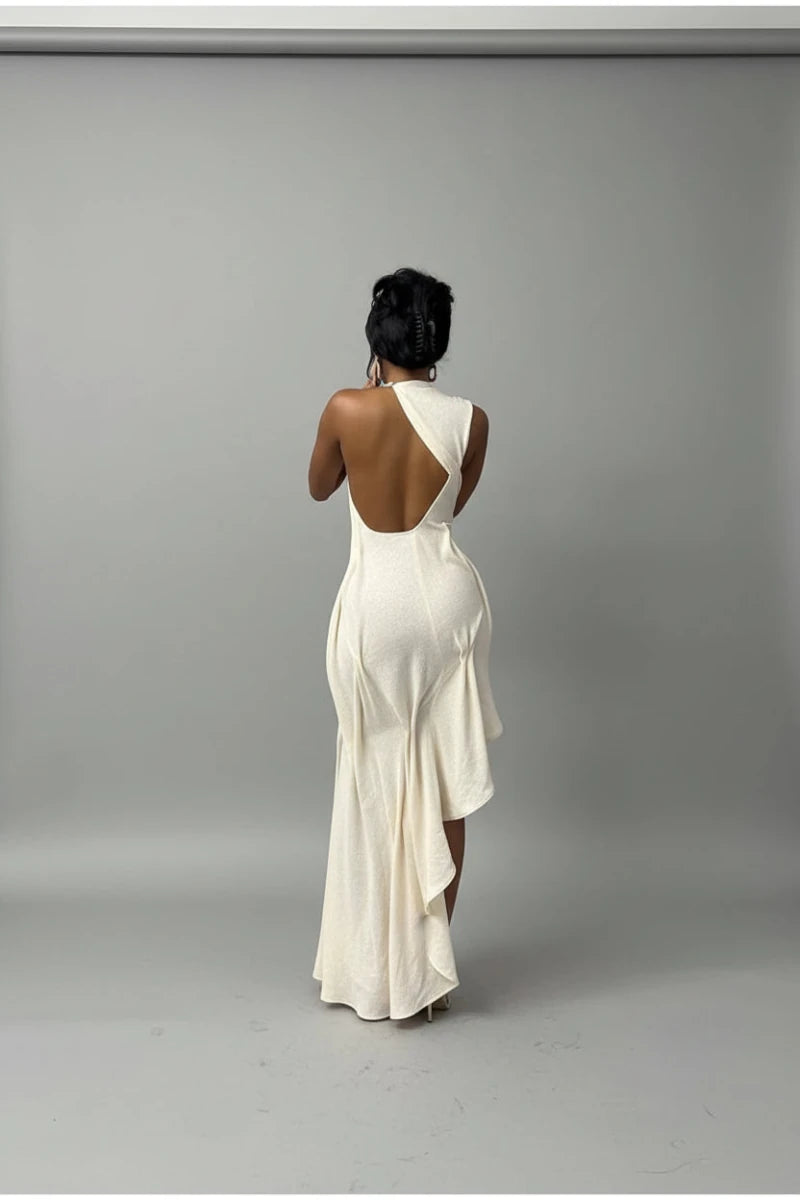 Sulky open back halter neckline maxi dress. - GoSobiShop Boutique