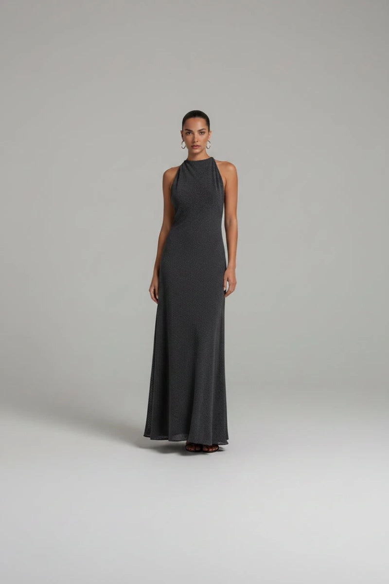 Sulky open back halter neckline maxi dress. - GoSobiShop Boutique