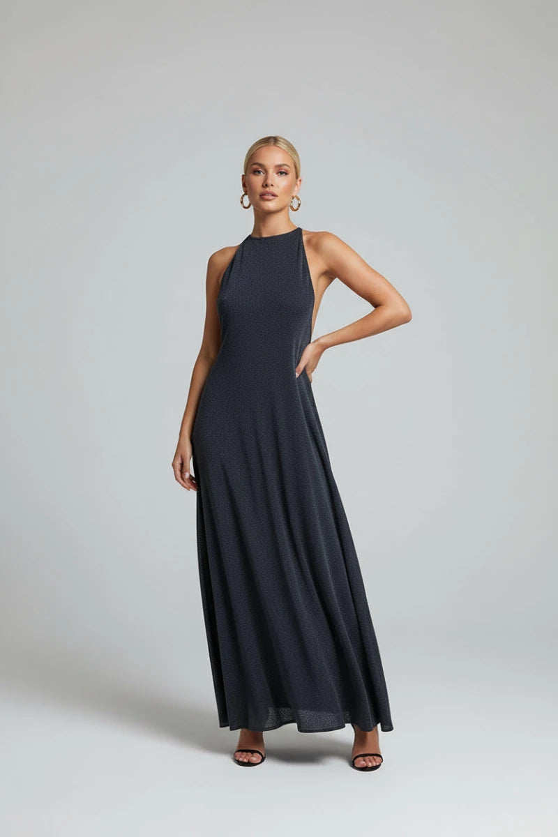 Sulky open back halter neckline maxi dress. - GoSobiShop Boutique