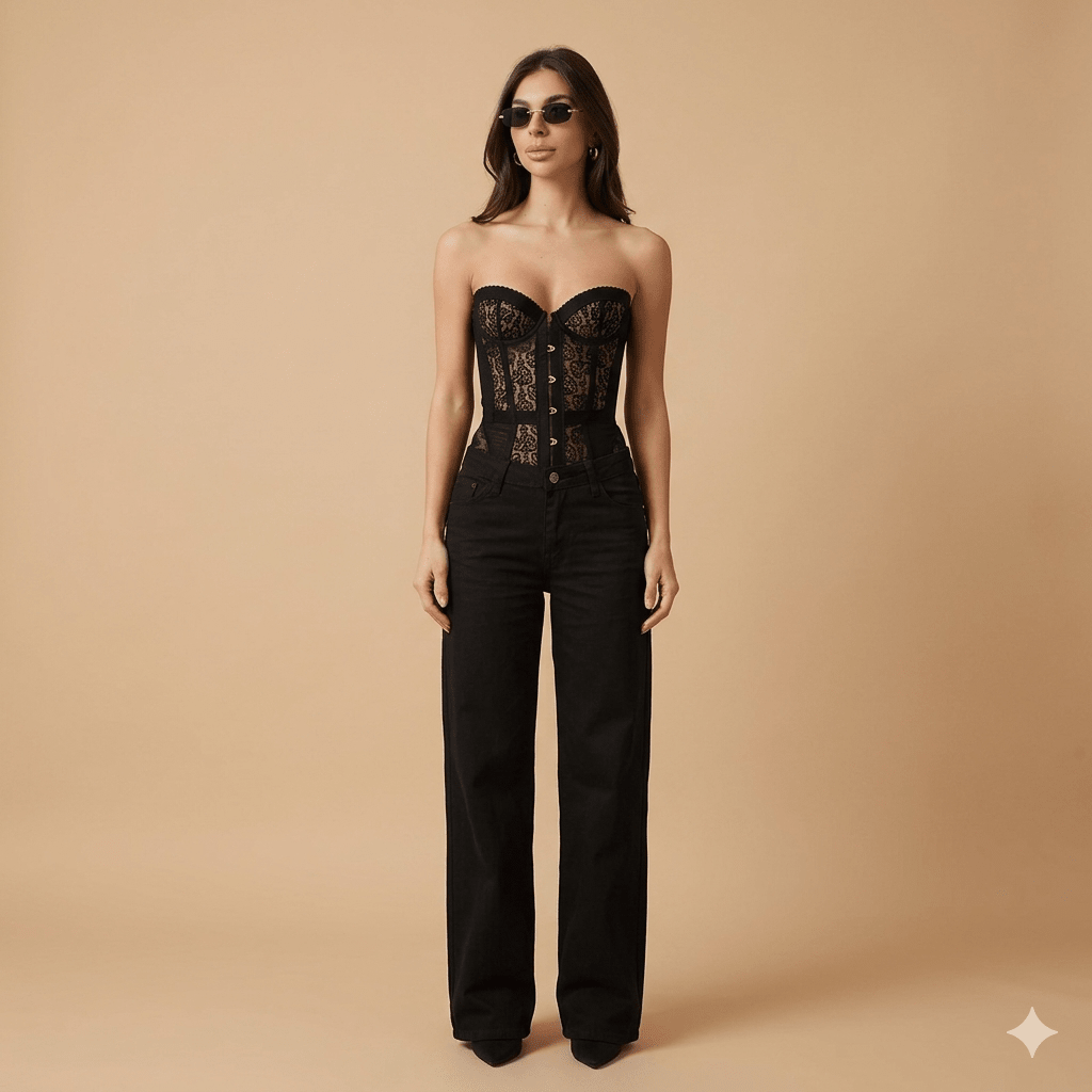 Tala Sculpt Lace Corset Top – Strapless Structured Bustier with Hook & Eye Closure - GoSobiShop Boutique