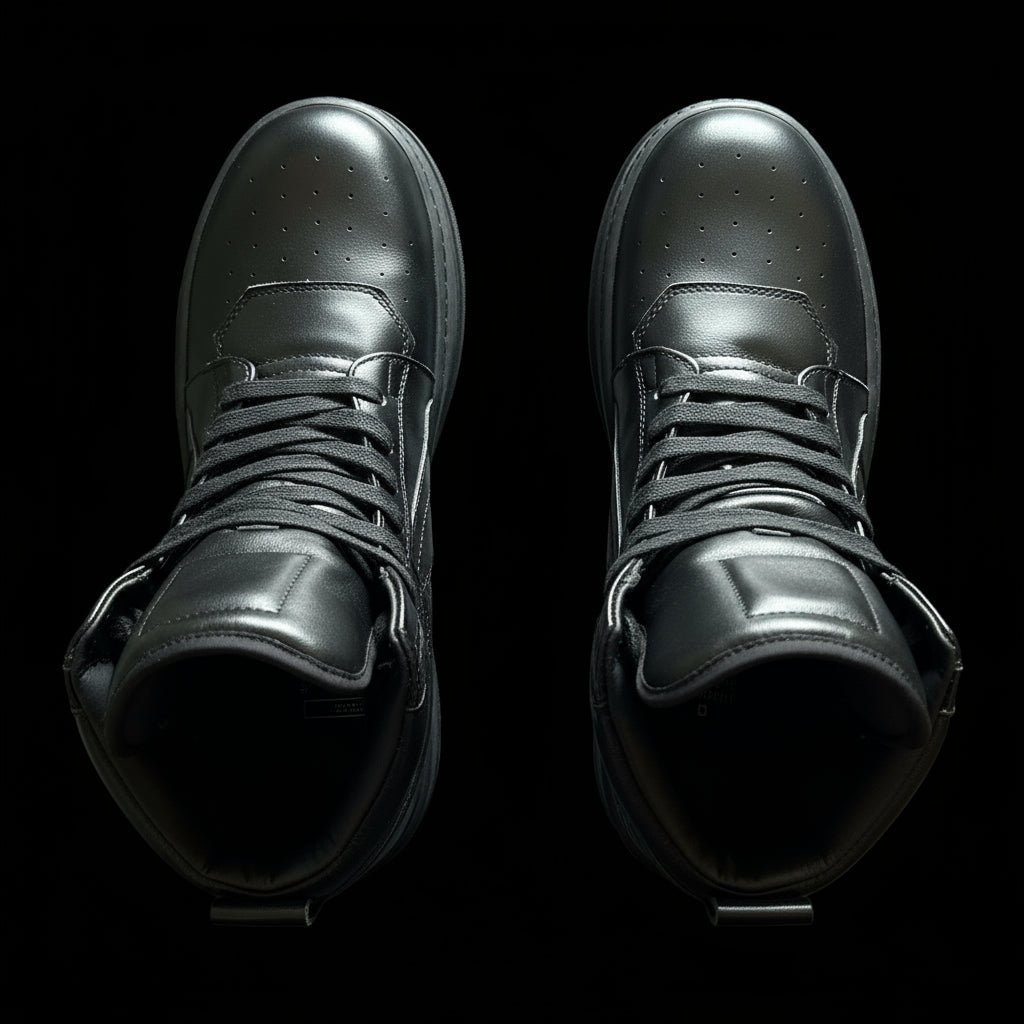 Thick Sole High Tops Black on Black Geobasket - GoSobiShop Boutique