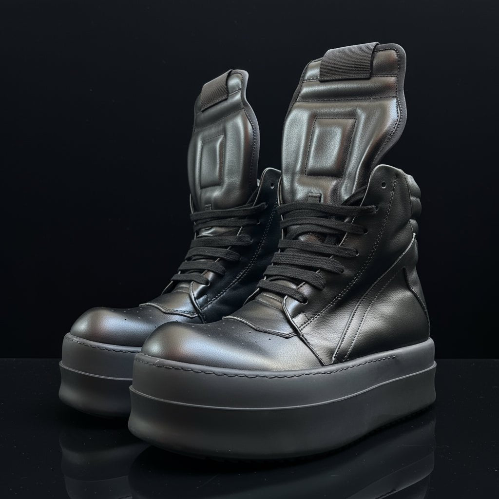 Thick Sole High Tops Black on Black Geobasket - GoSobiShop Boutique