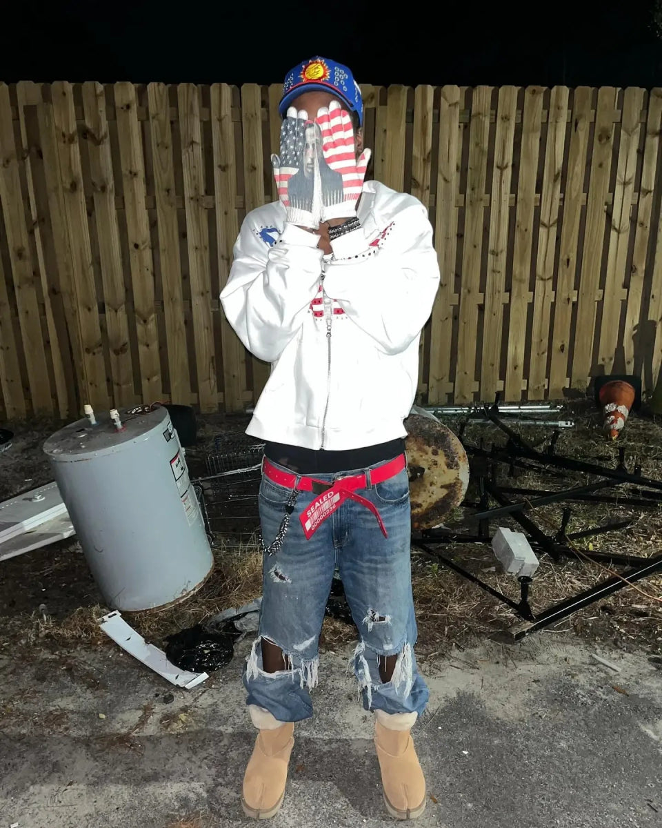 USA flag rhinestones hoodie street wear. - GoSobiShop Boutique