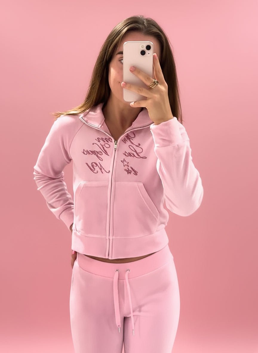 Velvet hoodless zipper sweatshirt and velvet sweatpants velvet tracksuit set - GoSobiShop Boutique