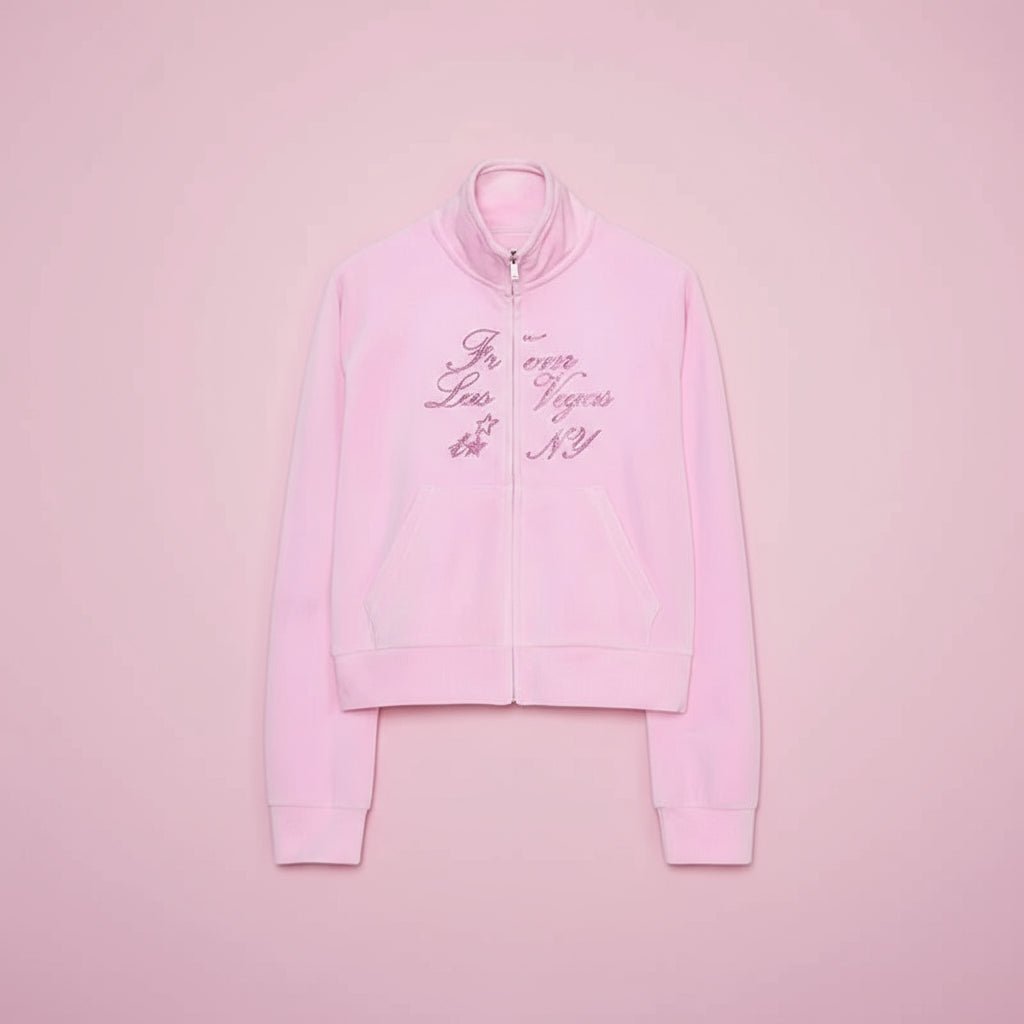 Velvet hoodless zipper sweatshirt and velvet sweatpants velvet tracksuit set - GoSobiShop Boutique