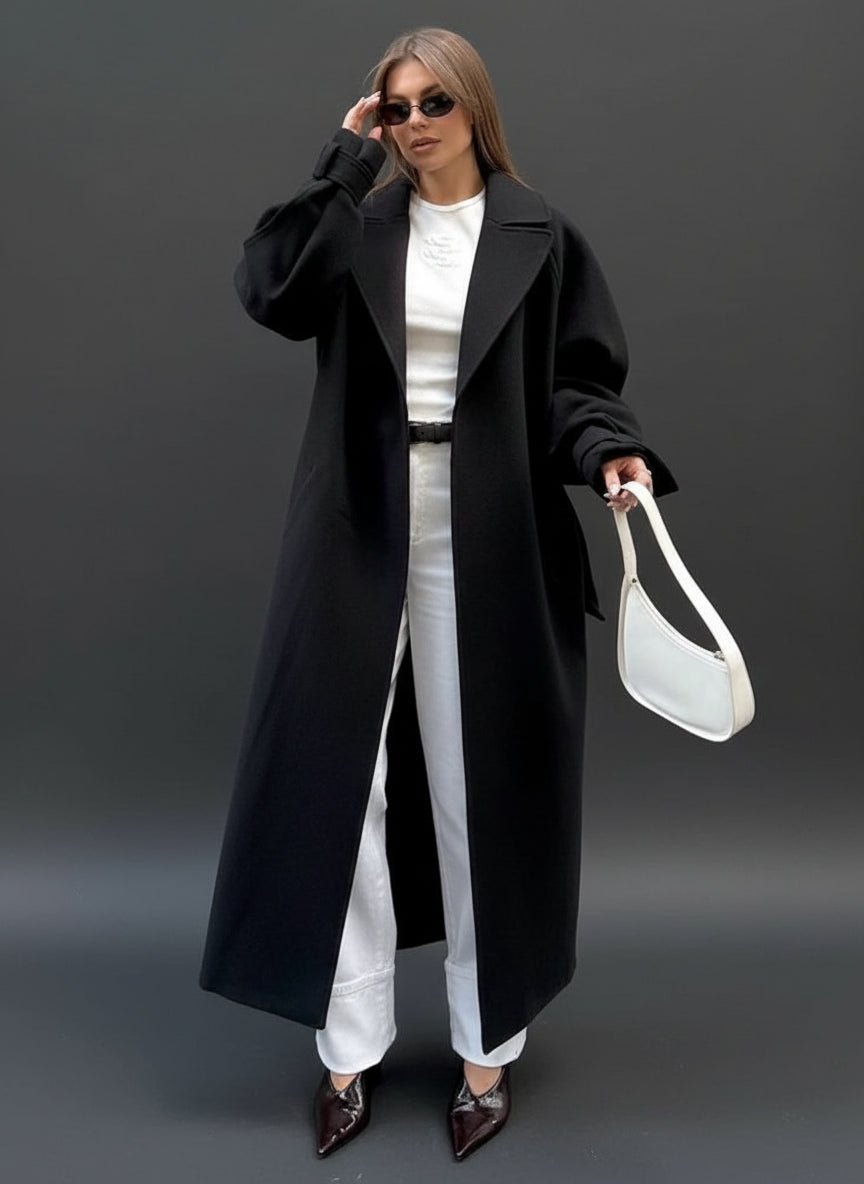 Venny Belted Wool Overcoat Trench Coat. - GoSobiShop Boutique