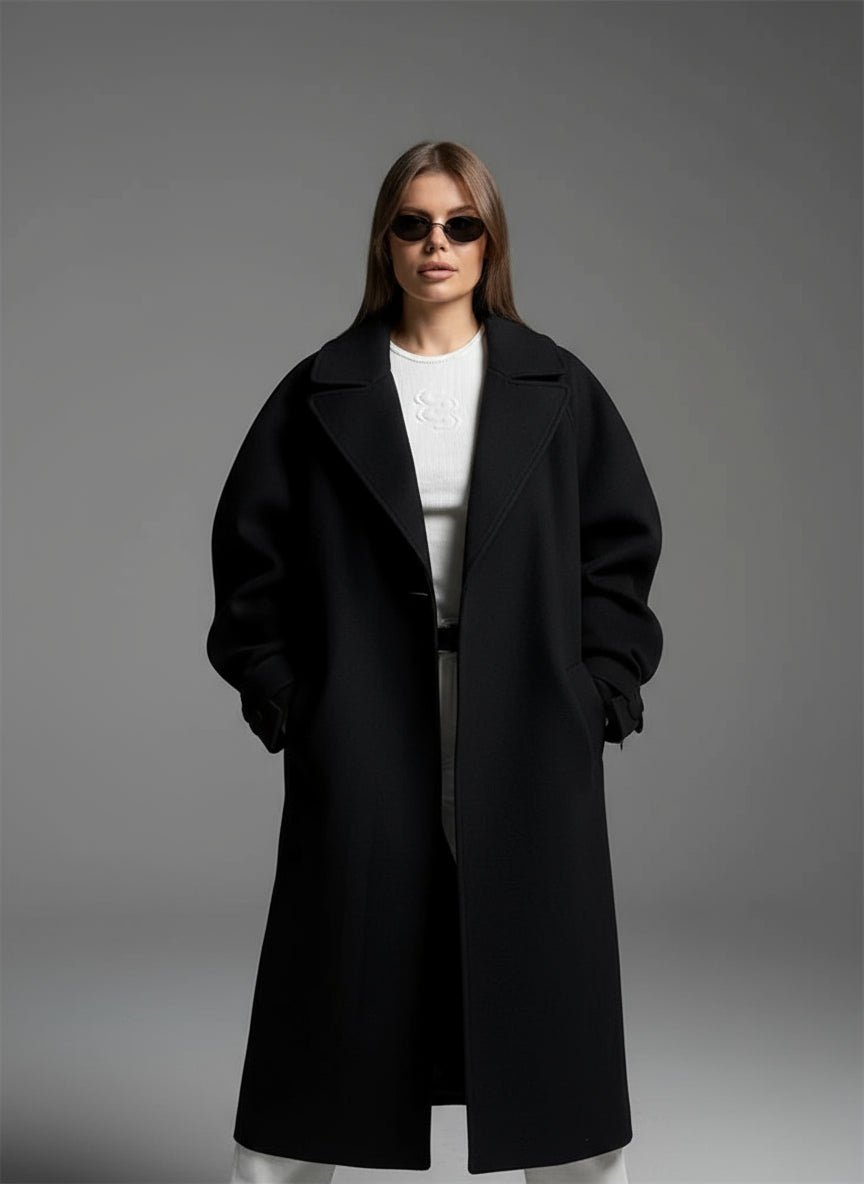 Venny Belted Wool Overcoat Trench Coat. - GoSobiShop Boutique