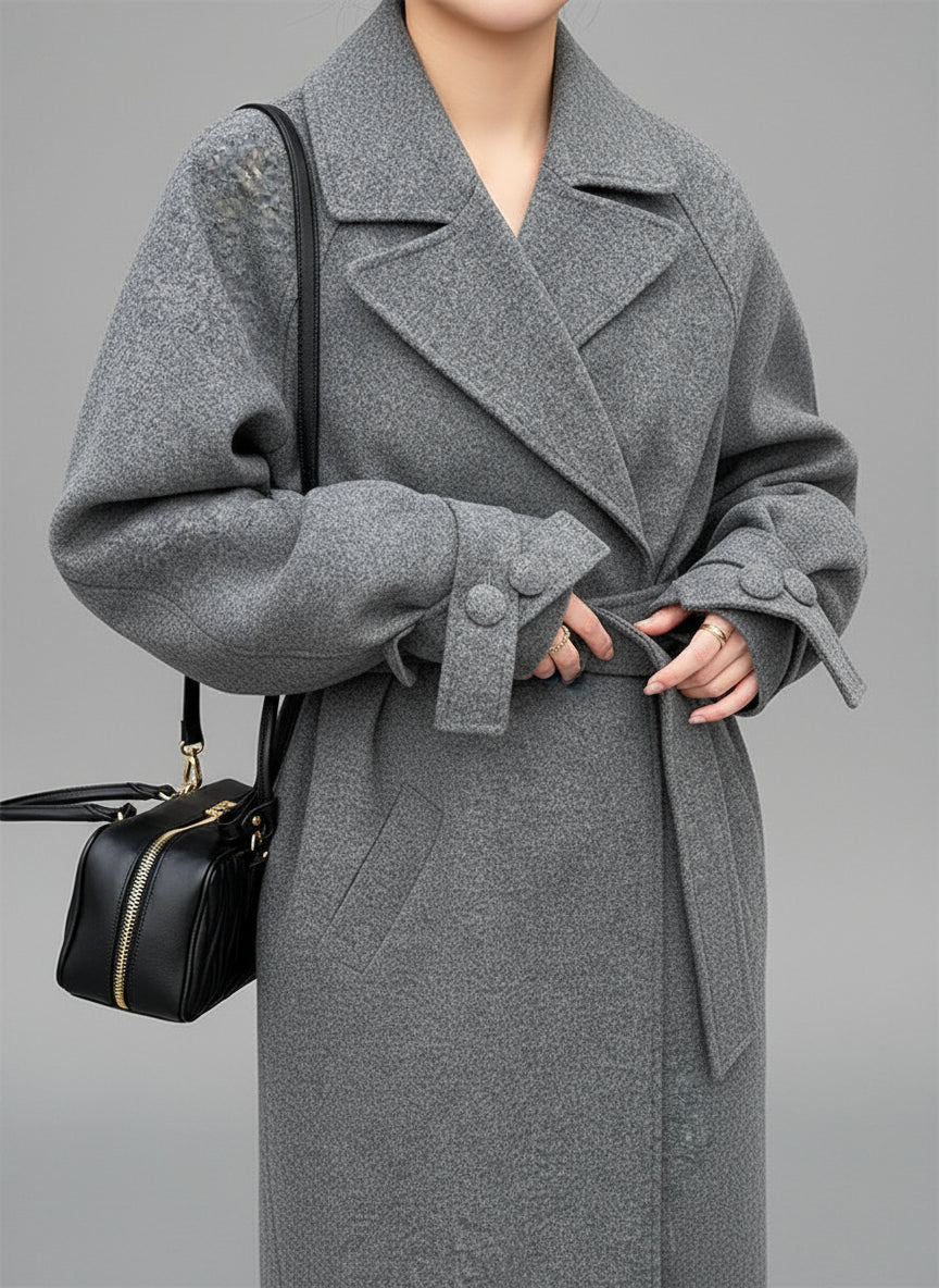 Venny Belted Wool Overcoat Trench Coat. - GoSobiShop Boutique