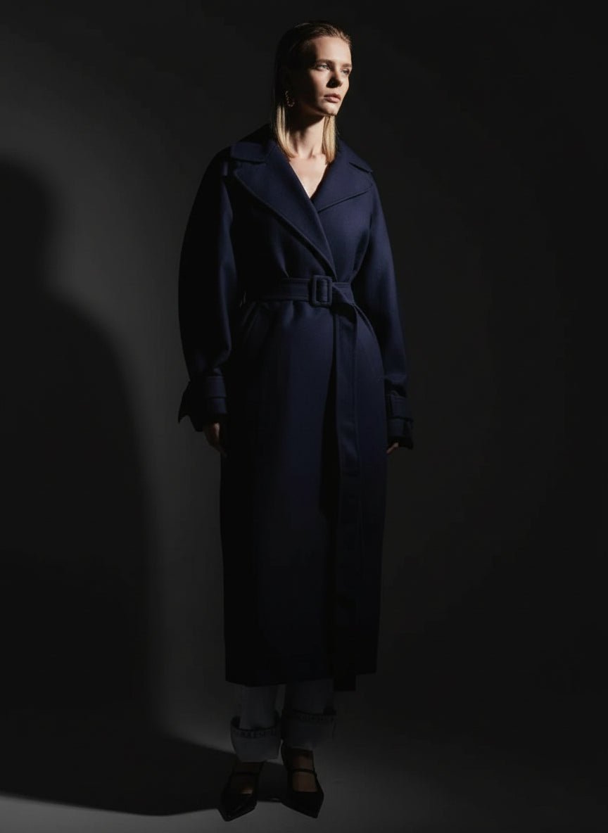 Venny Belted Wool Overcoat Trench Coat. - GoSobiShop Boutique
