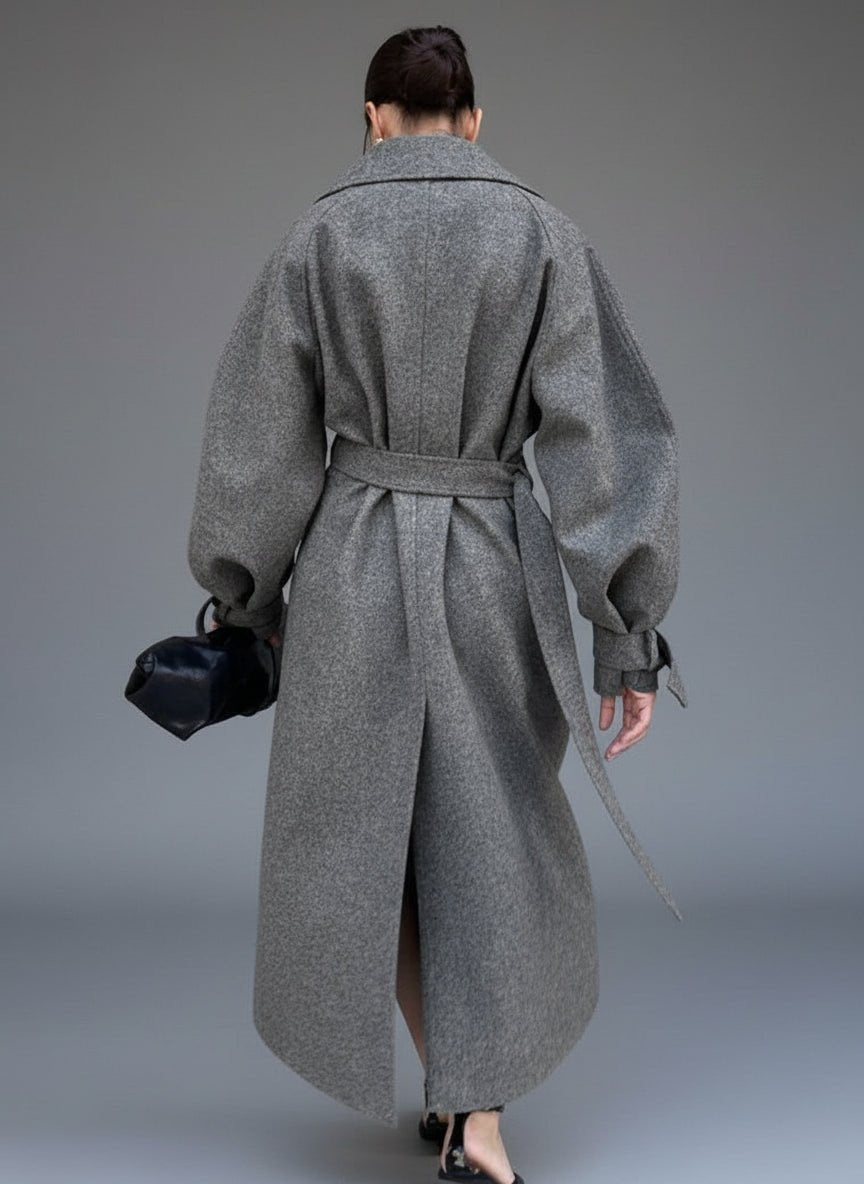 Venny Belted Wool Overcoat Trench Coat. - GoSobiShop Boutique