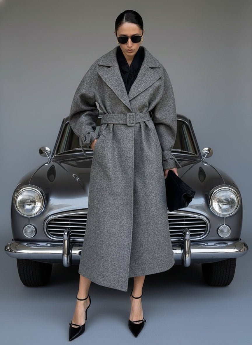 Venny Belted Wool Overcoat Trench Coat. - GoSobiShop Boutique