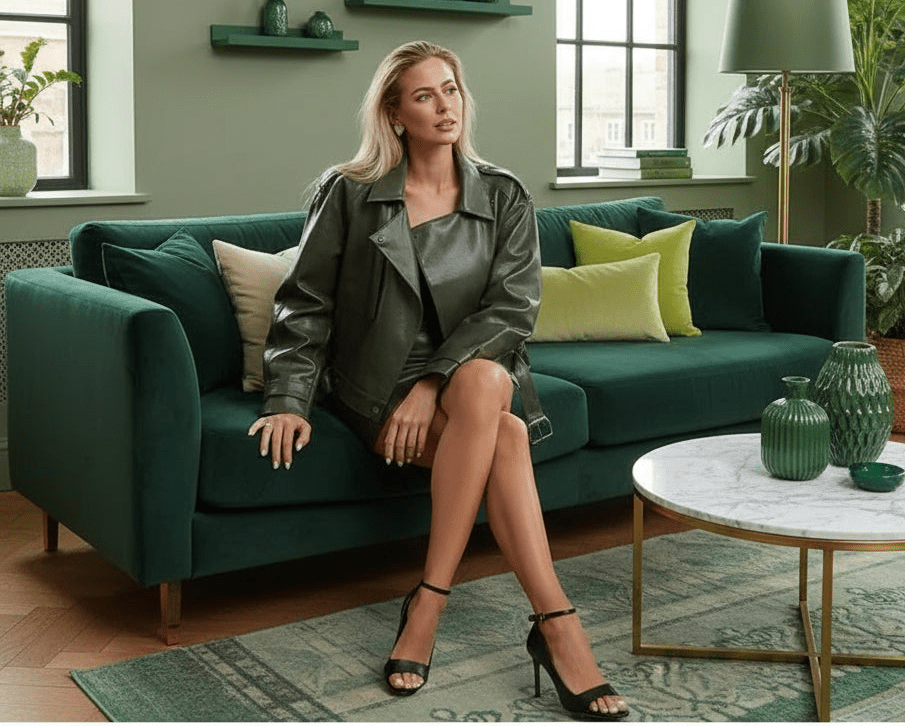 VETA Dark green buckle leather biker jacket fall tops - GoSobiShop Boutique