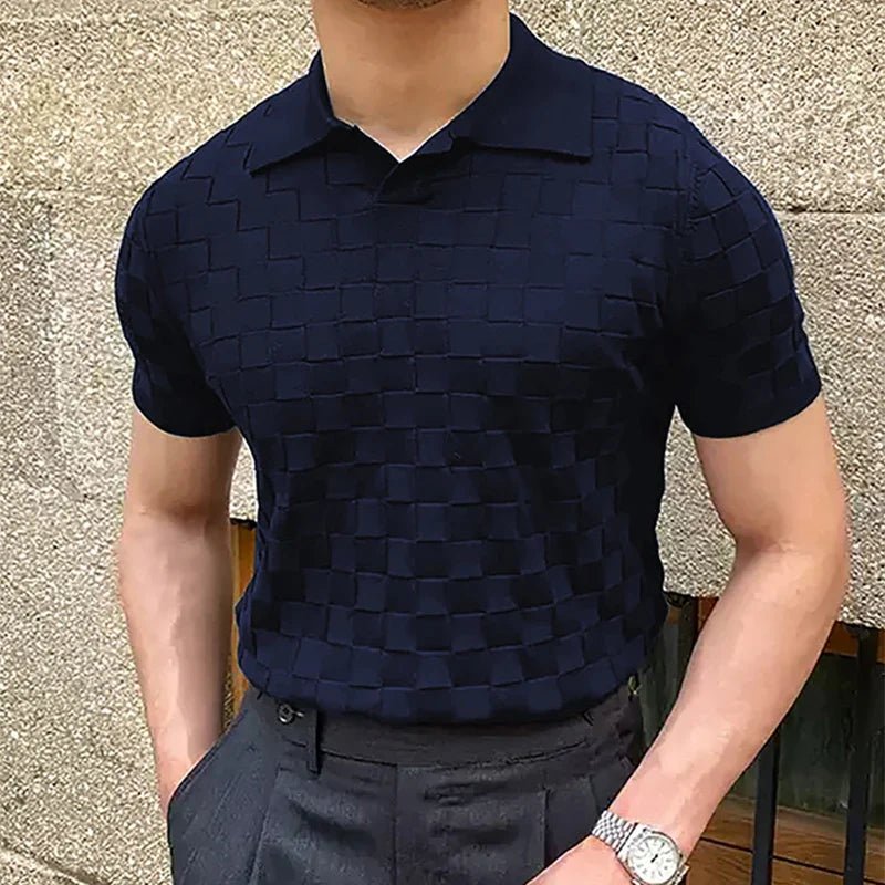 Vintage classy knitted checked polo shirt - GoSobiShop Boutique