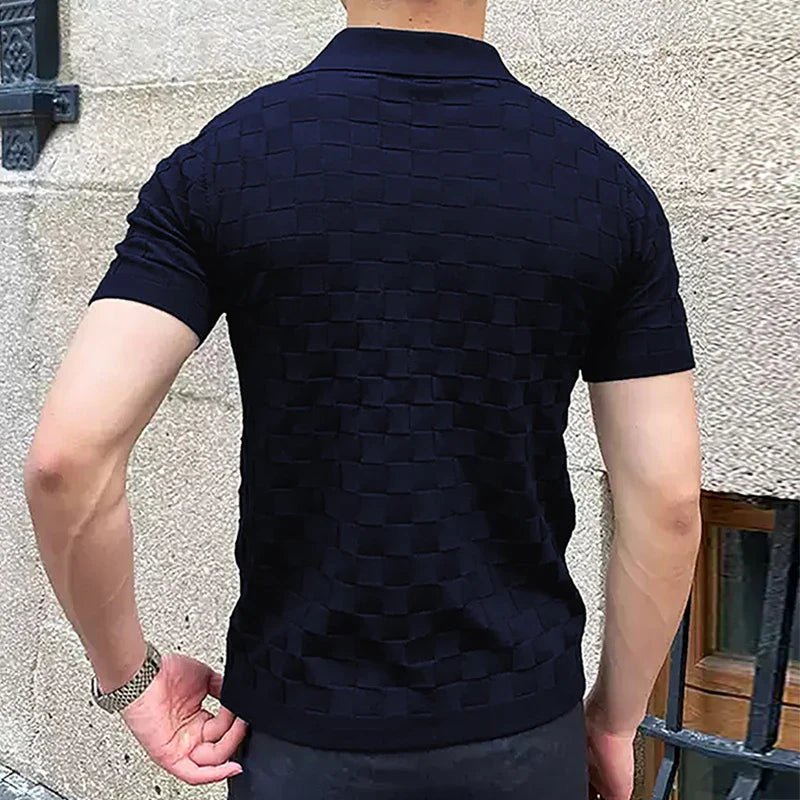 Vintage classy knitted checked polo shirt - GoSobiShop Boutique