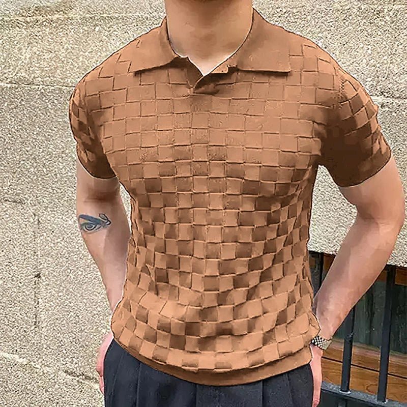Vintage classy knitted checked polo shirt - GoSobiShop Boutique
