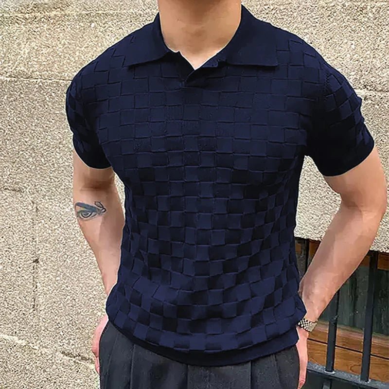 Vintage classy knitted checked polo shirt - GoSobiShop Boutique