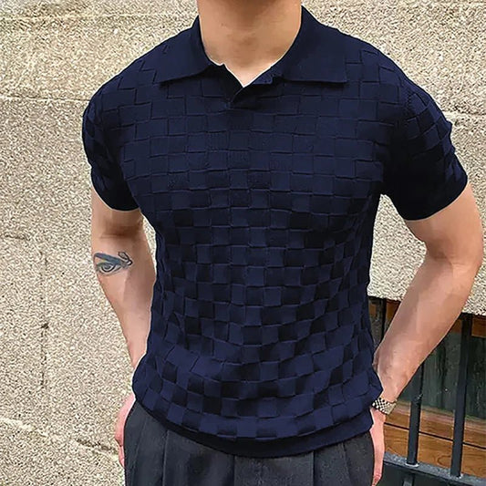 Vintage classy knitted checked polo shirt - GoSobiShop Boutique