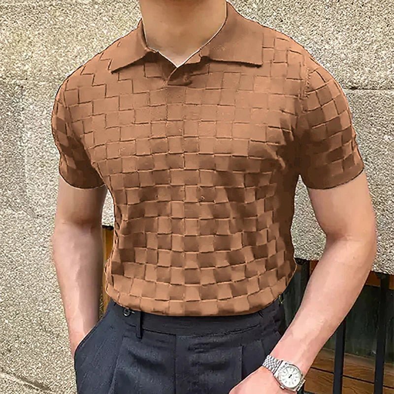 Vintage classy knitted checked polo shirt - GoSobiShop Boutique