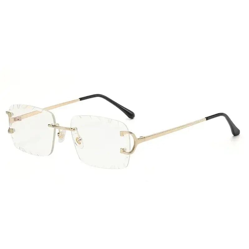 Vintage frame square rimless glasses cartier cut UV 400 protection - GoSobiShop Boutique