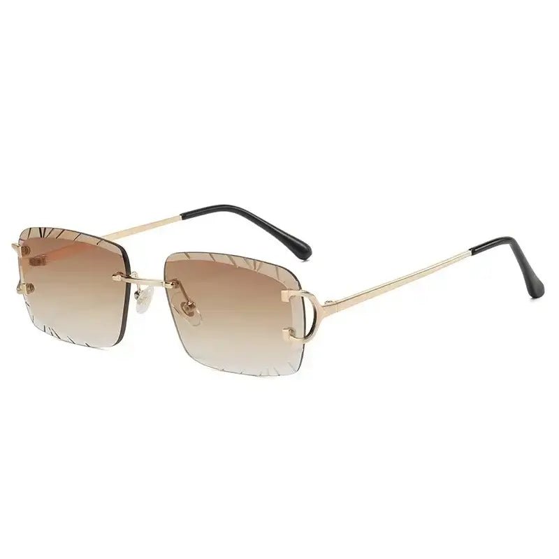 Vintage frame square rimless glasses cartier cut UV 400 protection - GoSobiShop Boutique