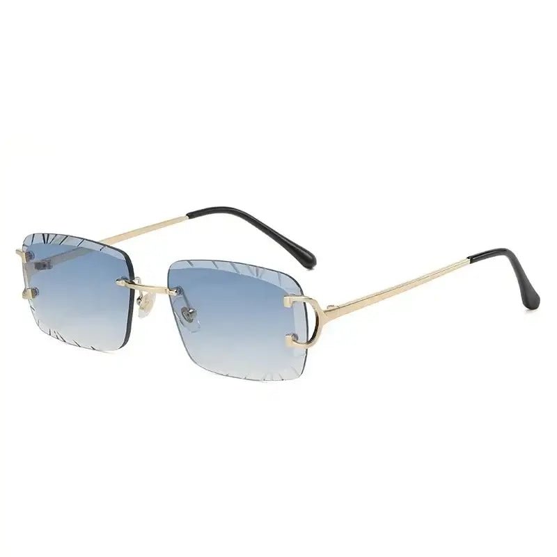 Vintage frame square rimless glasses cartier cut UV 400 protection - GoSobiShop Boutique