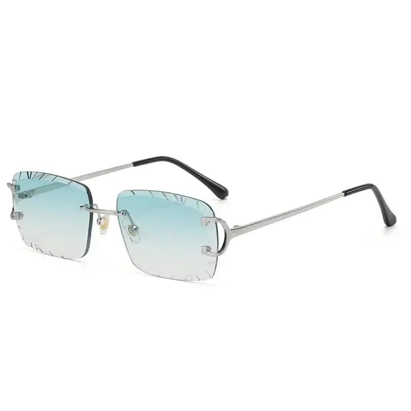 Vintage frame square rimless glasses cartier cut UV 400 protection - GoSobiShop Boutique