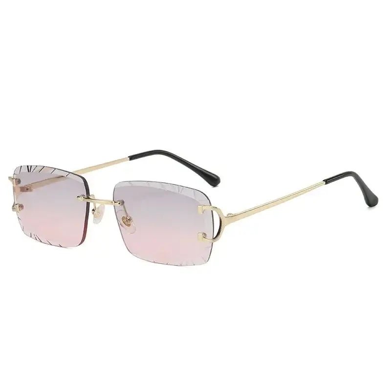 Vintage frame square rimless glasses cartier cut UV 400 protection - GoSobiShop Boutique
