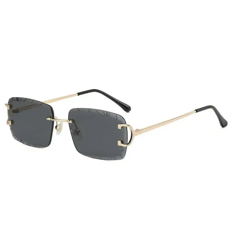 Vintage frame square rimless glasses cartier cut UV 400 protection - GoSobiShop Boutique