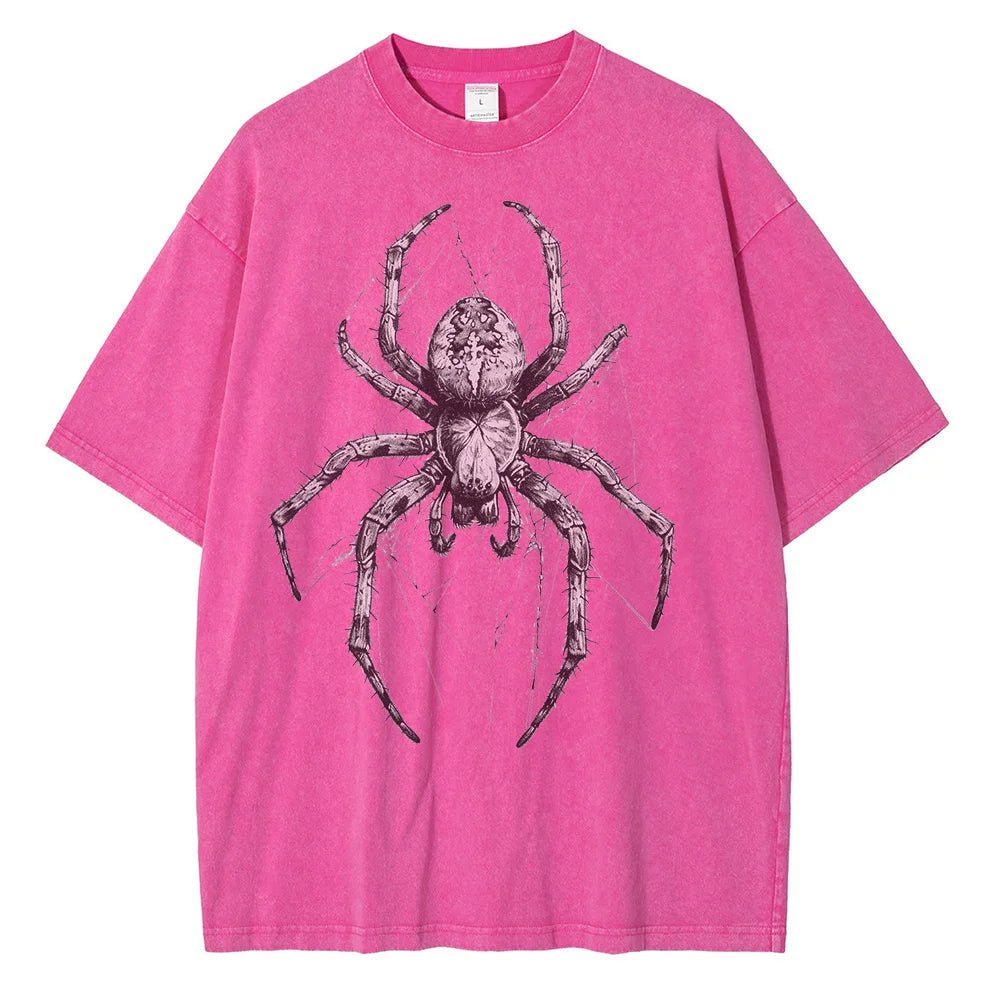 Vintage washed spider Hand Drawn Graphic oversized tees - GoSobiShop Boutique